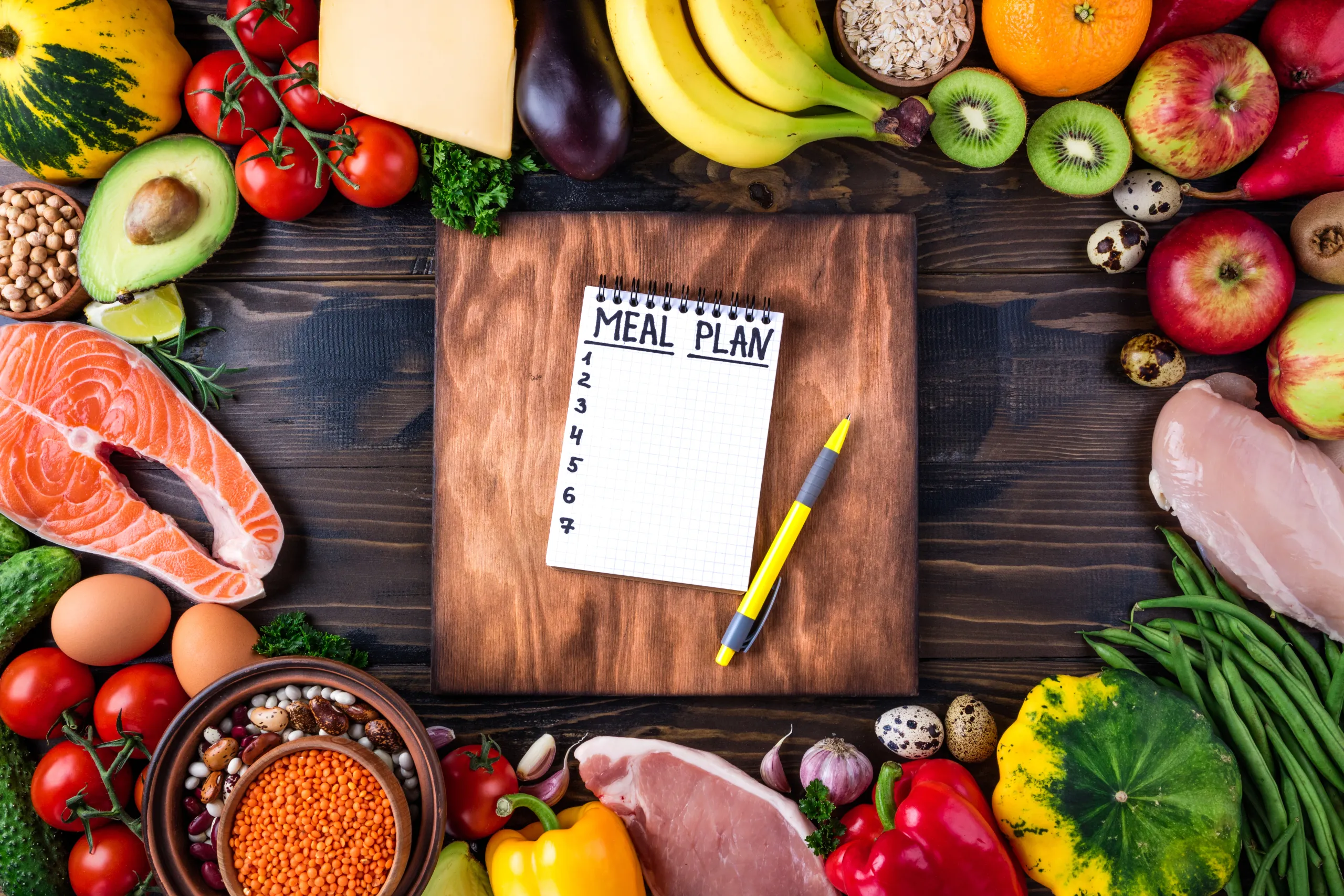 Kitchen workspace with recipe notes and ingredients